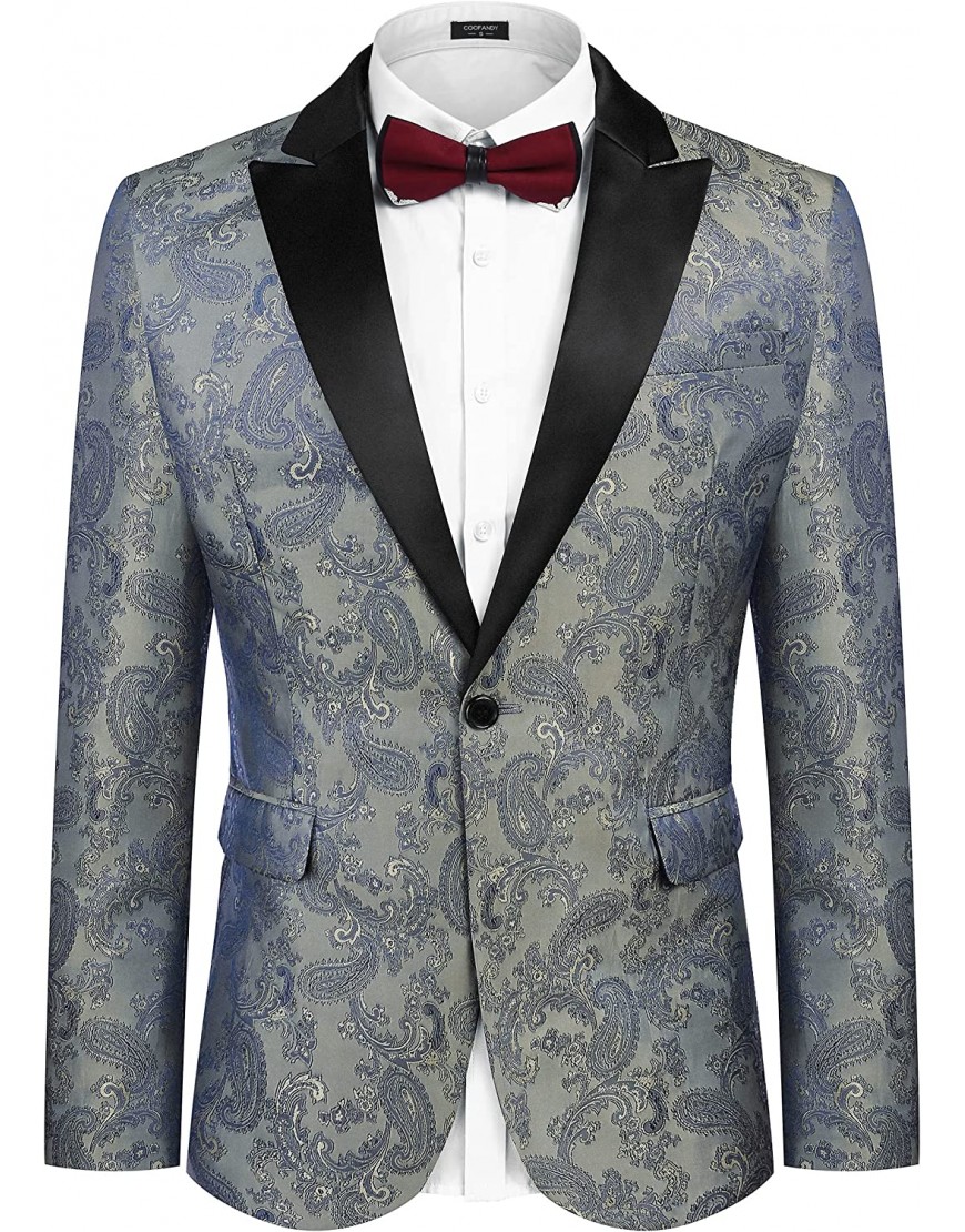 COOFANDY Men's Floral Tuxedo Paisley Suit Jacket Dress Dinner Party ...